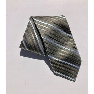 Campia Moda Men's Necktie 100% Silk Gold/White/Green stripped wg